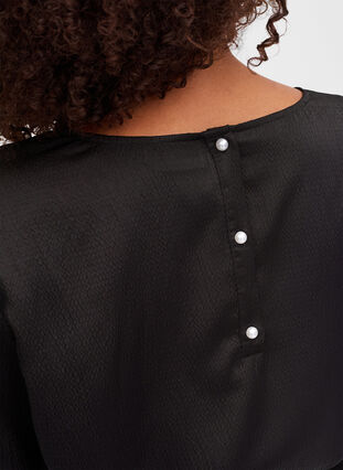 Langärmelige Bluse mit Rundhalsausschnitt, Black, Model image number 2