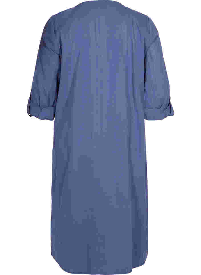 Hemdkleid aus Baumwolle mit 3/4-Ärmeln, Nightshadow Blue, Packshot image number 1