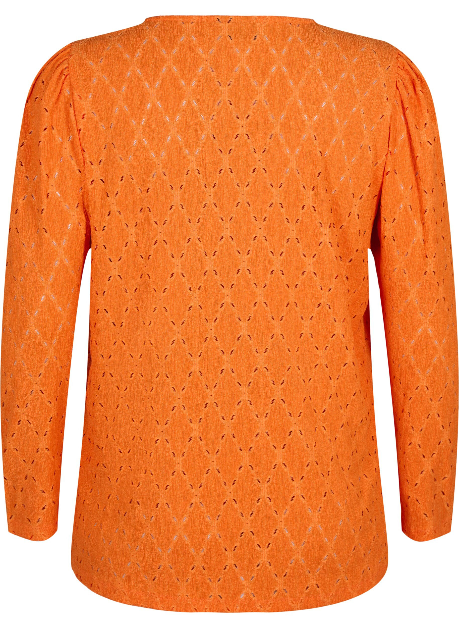 Zizzi Bluse mit V-Ausschnitt und Lochmuster, Carrot, Packshot image number 1