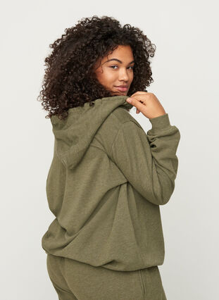 Sweatshirtjacke mit Reißverschluss und Kapuze, Ivy green Melange, Model image number 1