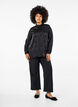 Satinstoffbluse mit Ton-in-Ton-Muster, Black, Model image number 2