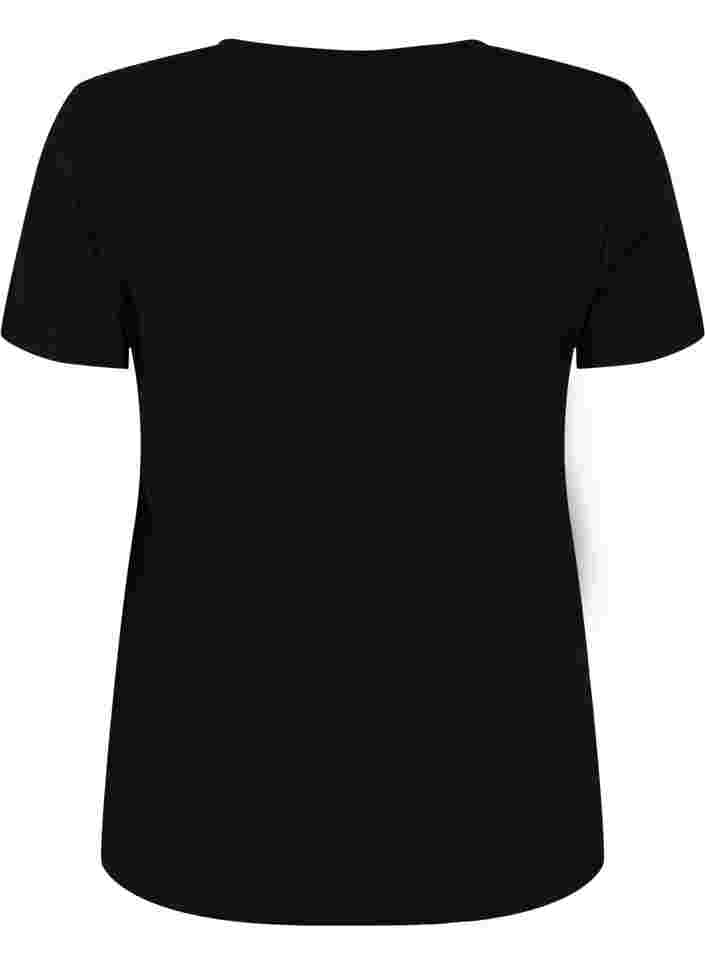 Trainings-T-Shirt aus Baumwolle mit Aufdruck, Black w. inhale logo, Packshot image number 1
