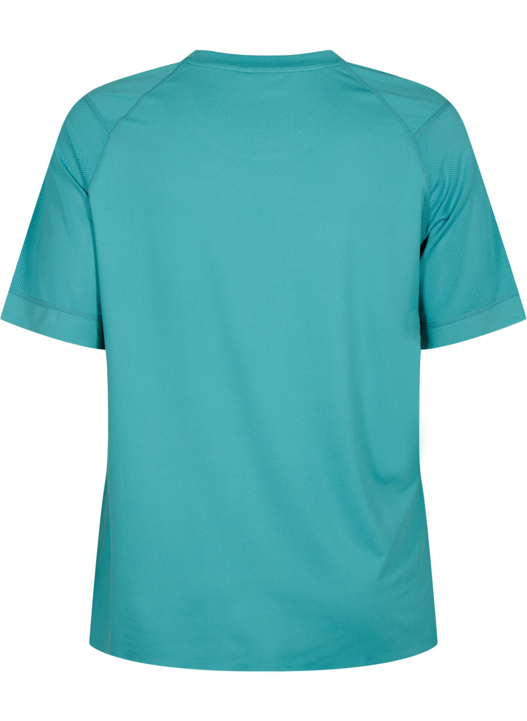 Zizzi Kurz&auml;rmeliges Trainings-T-Shirt mit Rundhalsausschnitt, Green-Blue Slate, Packshot image number 1