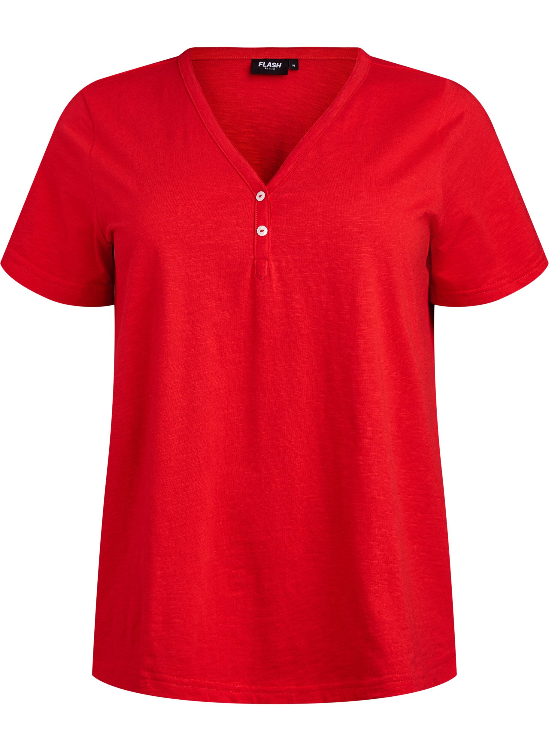 ZizziT-Shirt mit Knopfleiste, Rot, Packshot image number 0
