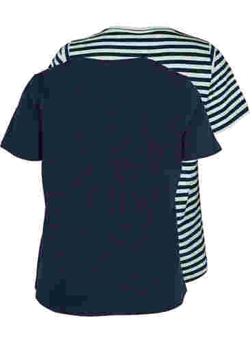 2er-Pack basic T-Shirts aus Baumwolle, Navy/Navy Stripe, Packshot image number 1