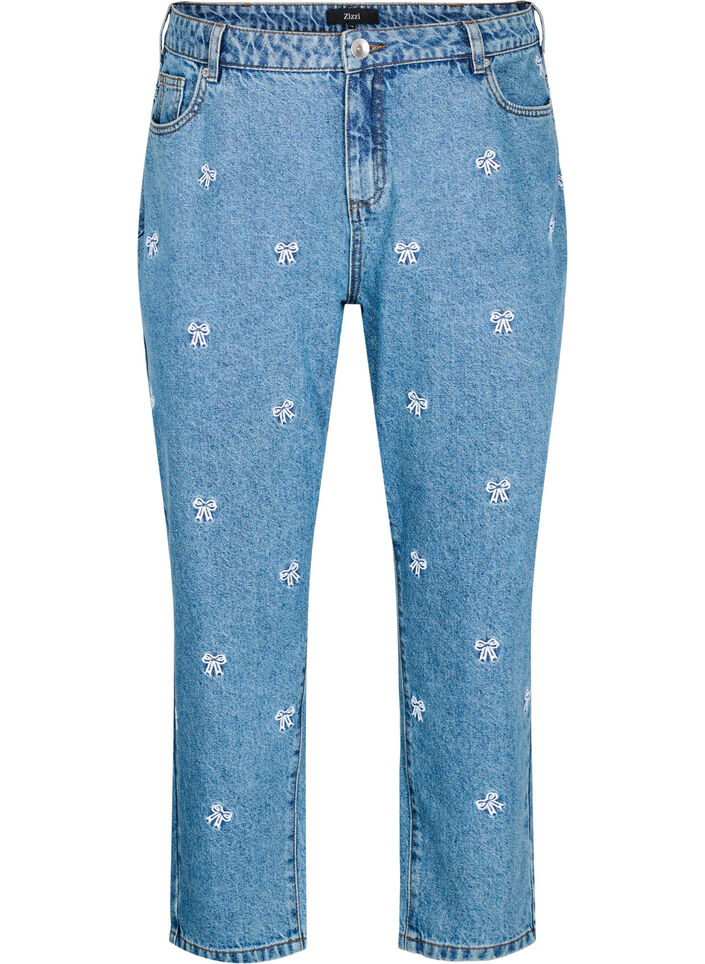 Mille Mom Fit Jeans mit Stickerei, Blau, Packshot image number 0