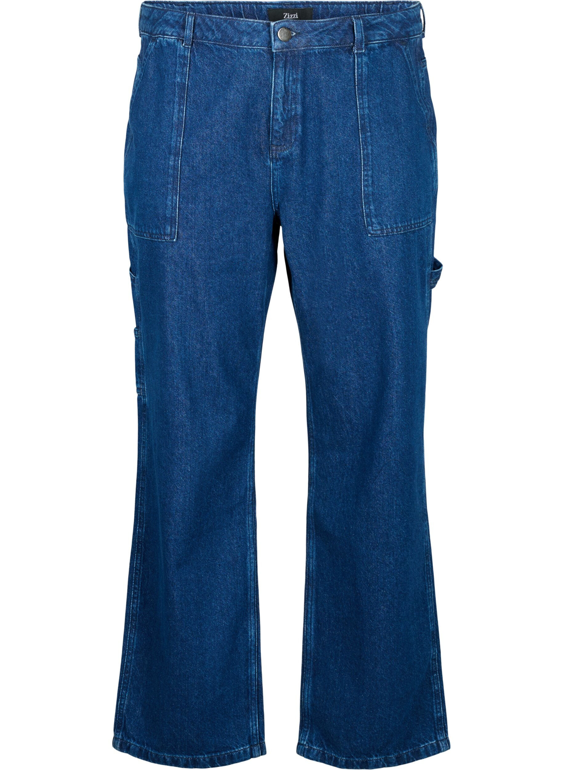 Zizzi Gerade Passform Cargo Jeans, Dark blue, Packshot image number 0