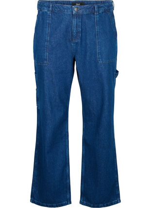 Gerade Passform Cargo Jeans, Dark blue, Packshot image number 0