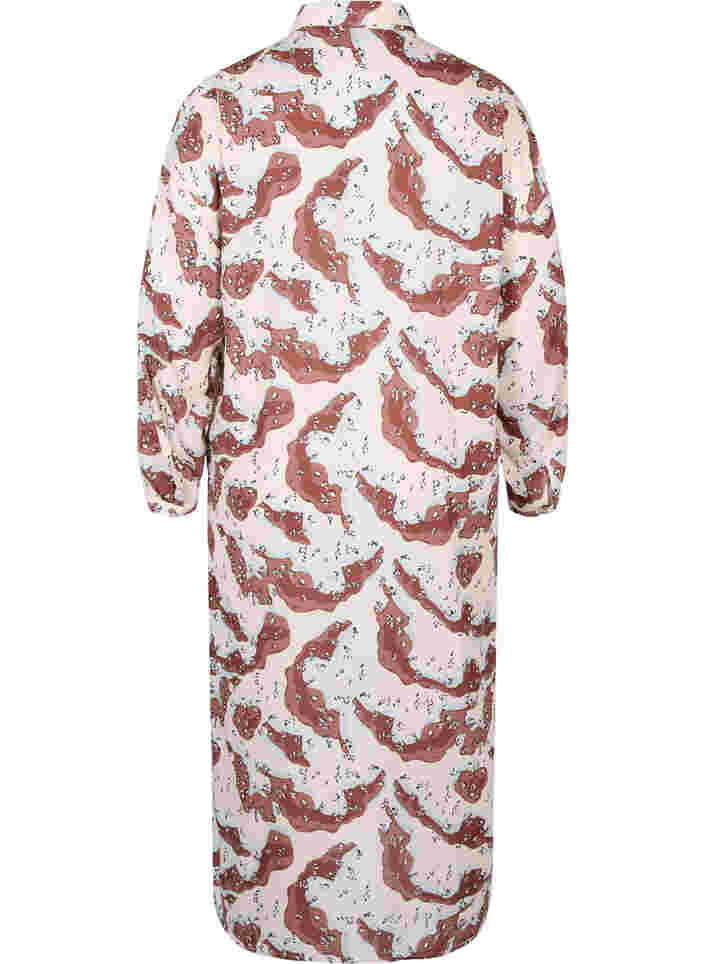 Gemustertes Kleid mit langen Ärmeln und Knöpfen, Camouflage AOP, Packshot image number 1