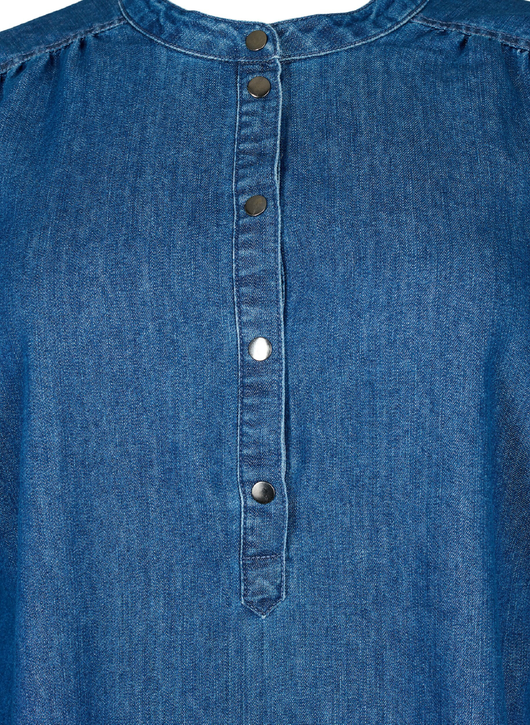 Zizzi Langarm Jeanskleid, Blue denim, Packshot image number 2