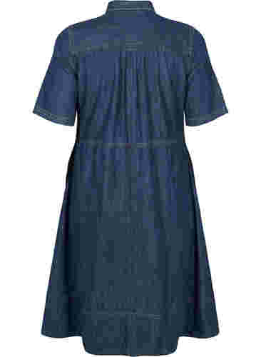 Hemdkleid aus Denim mit kurzen Ärmeln, Dark blue denim, Packshot image number 1