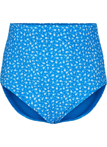 Extra hoch taillierte Bikini-Hose mit Blumenprint, Blue Flower Print, Packshot image number 0