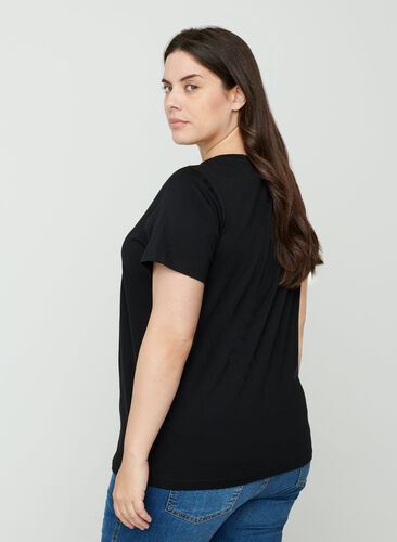 Baumwoll-T-Shirt mit Pailletten, Black, Model image number 1