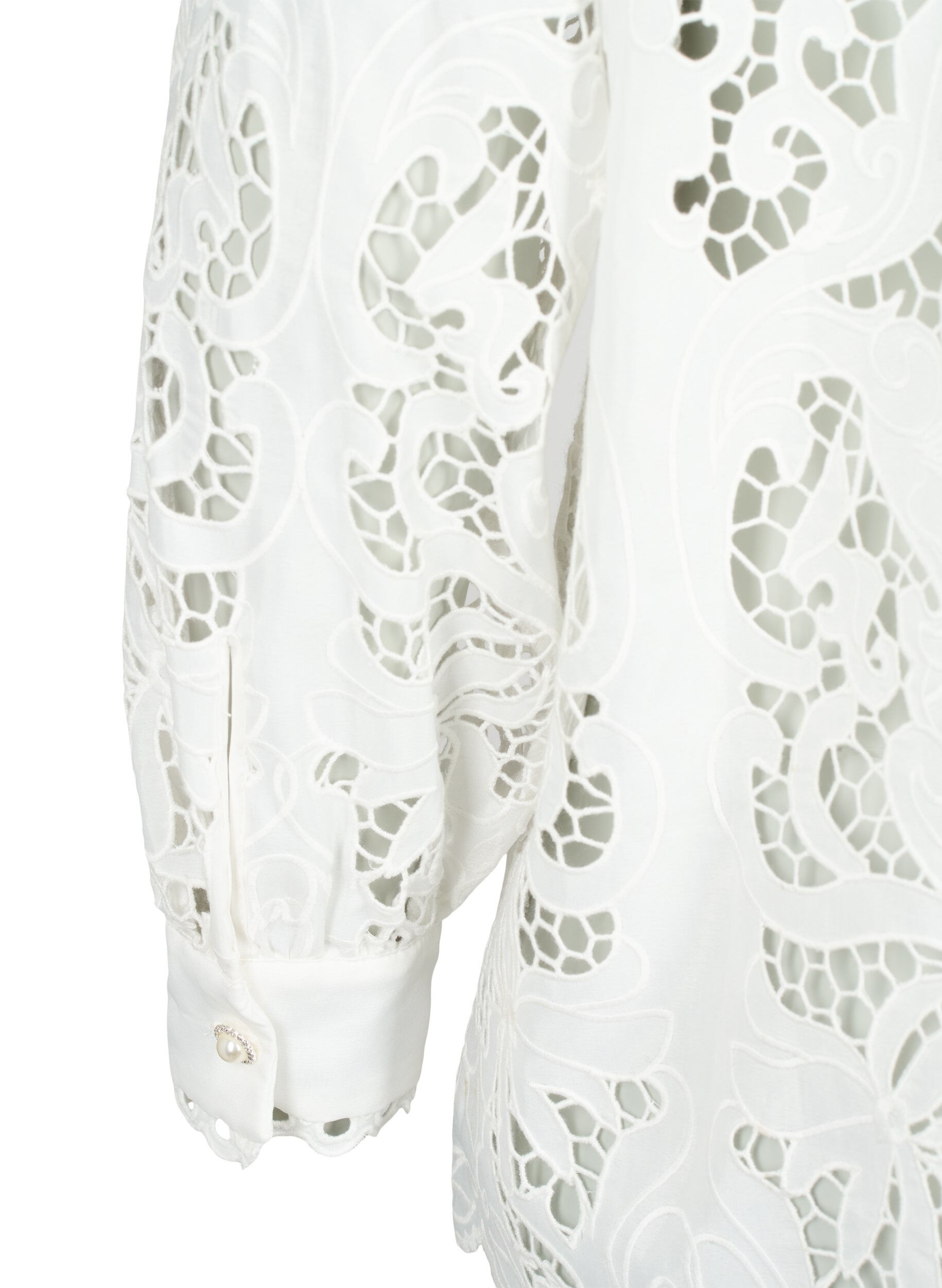 Zizzi Lang&auml;rmlige Hemdbluse aus Spitze, White, Packshot image number 3