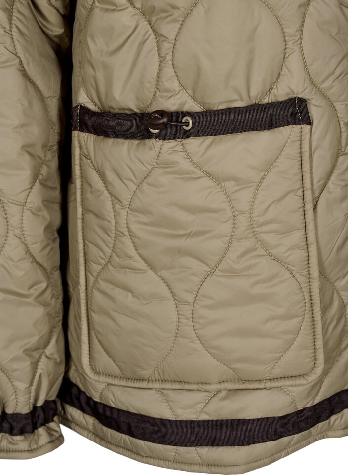 Kurze Steppjacke mit Kontrastdetails, Beige, Packshot image number 3