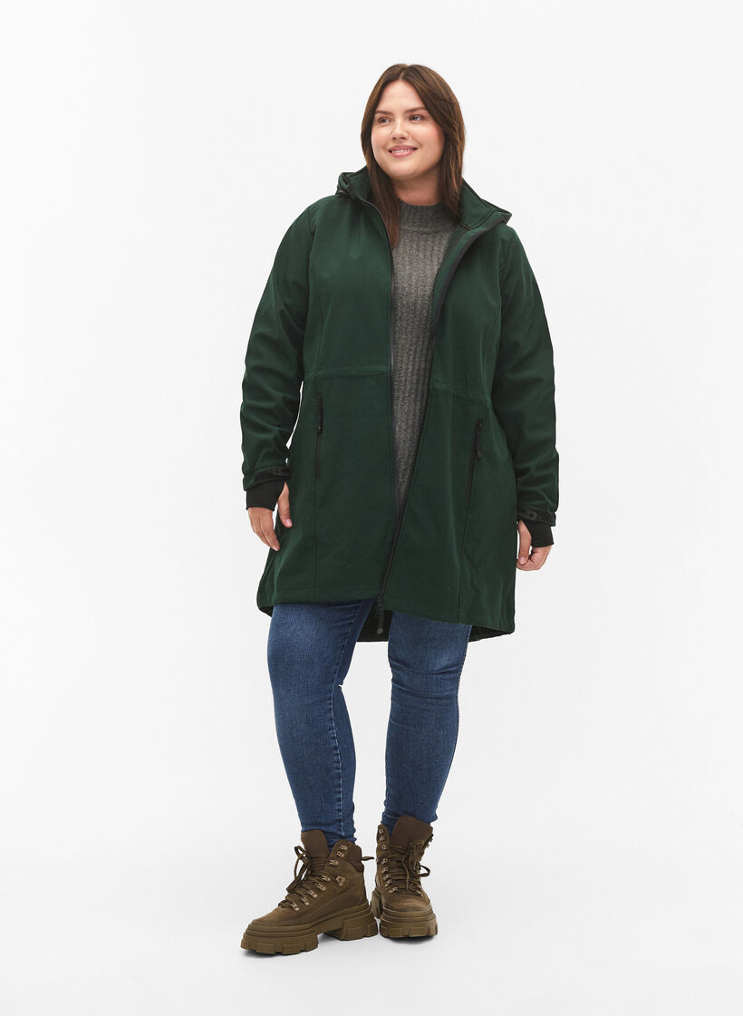 Softshell-Jacke mit abnehmbarer Kapuze, Gr&uuml;n, Model image number 1