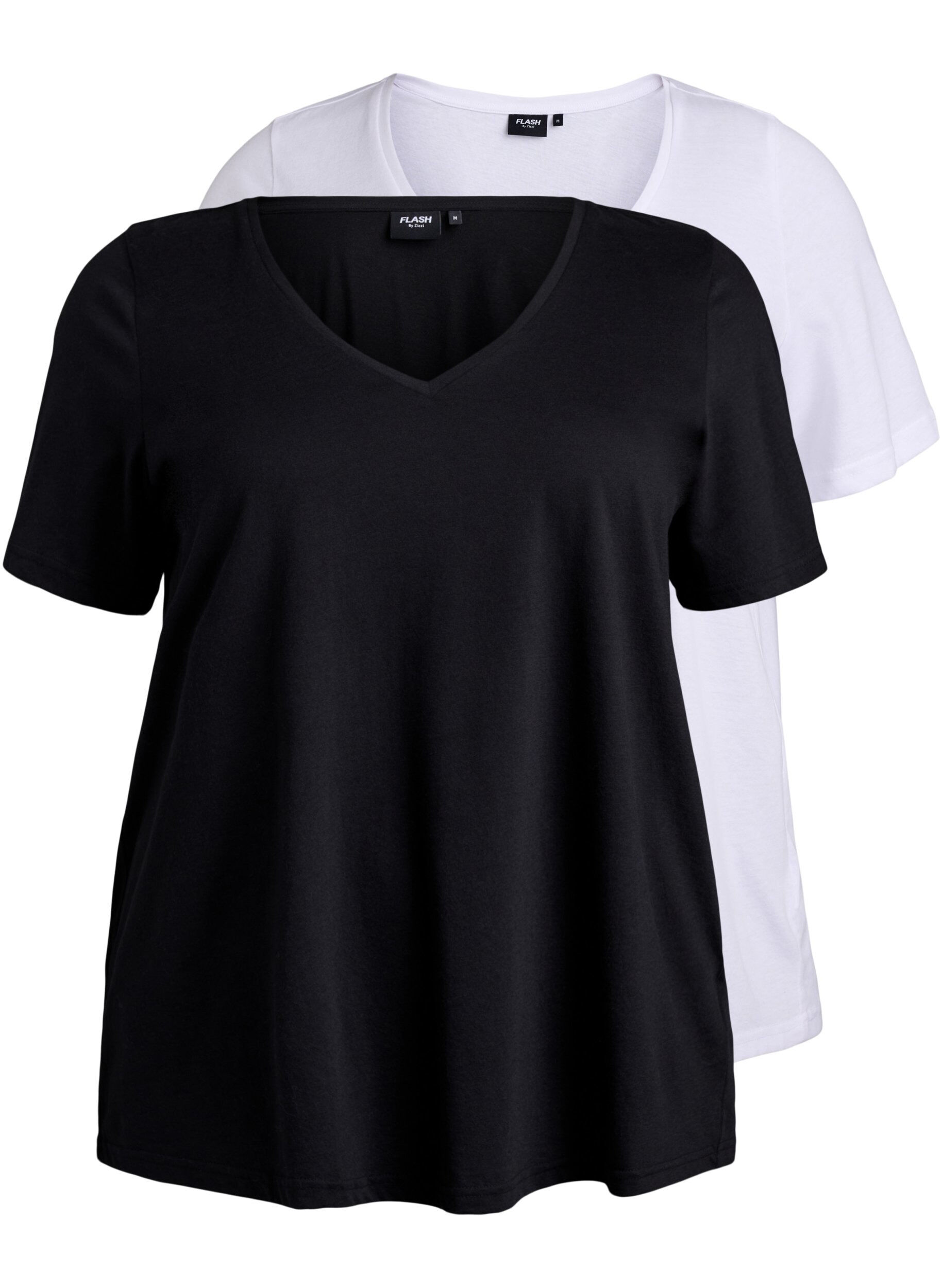 Zizzi 2er-Pack T-Shirts mit V-Ausschnitt, Schwarz, Packshot image number 0