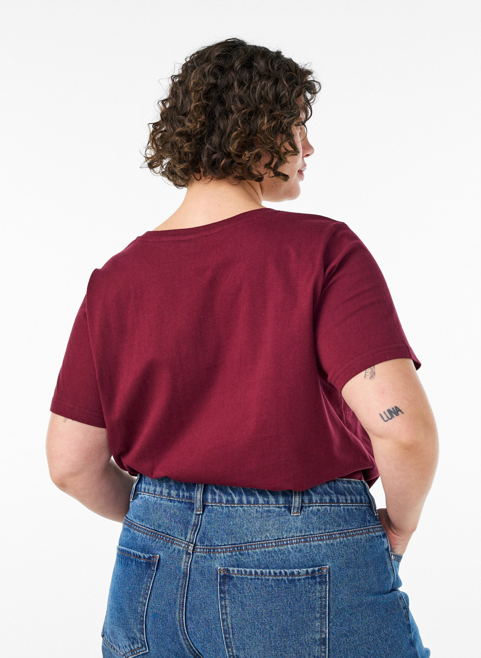 ZizziT-Shirt aus Bio-Baumwolle mit sportlichem Textprint, Rot, Model image number 2