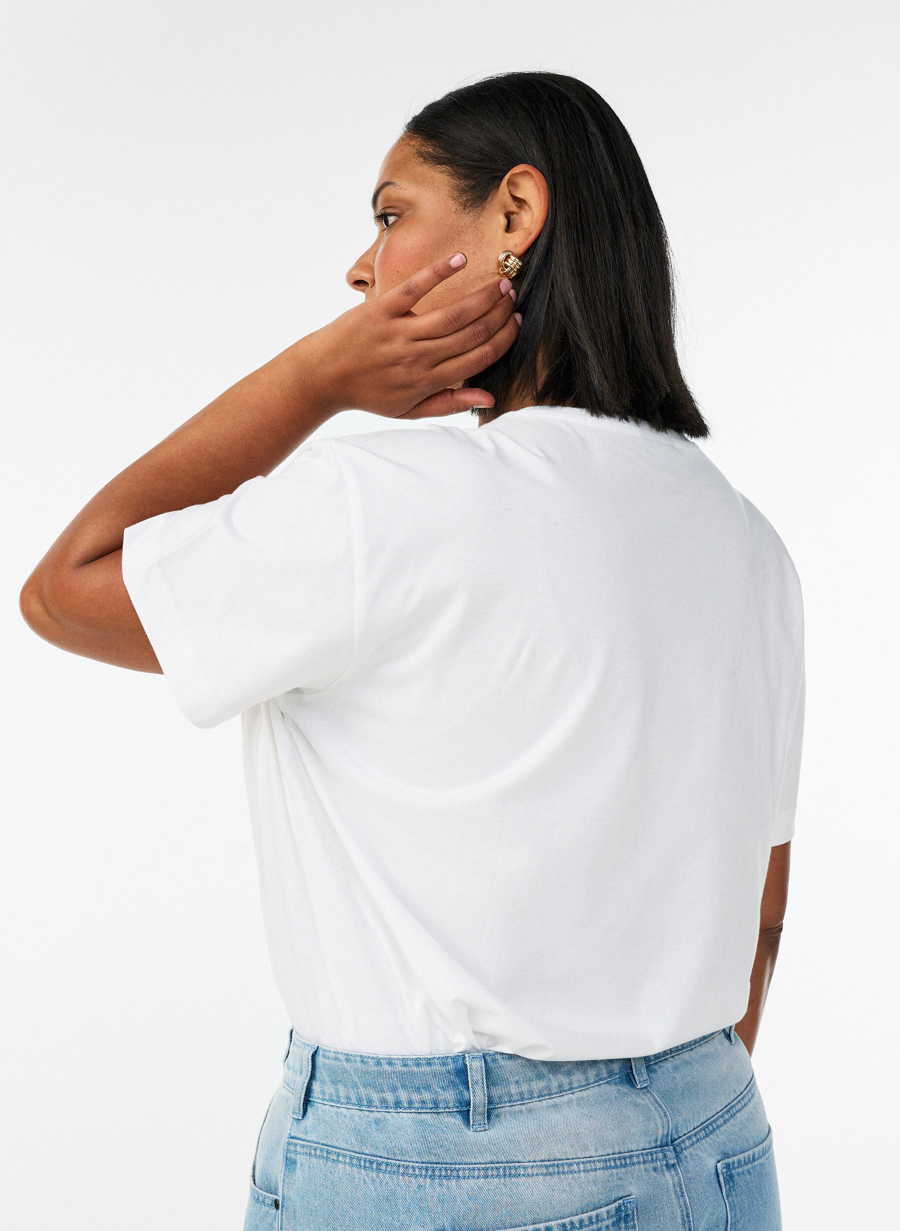 ZizziT-Shirt aus 100% Baumwolle mit kurzen &Auml;rmeln und Print, Wei&szlig;, Model image number 2