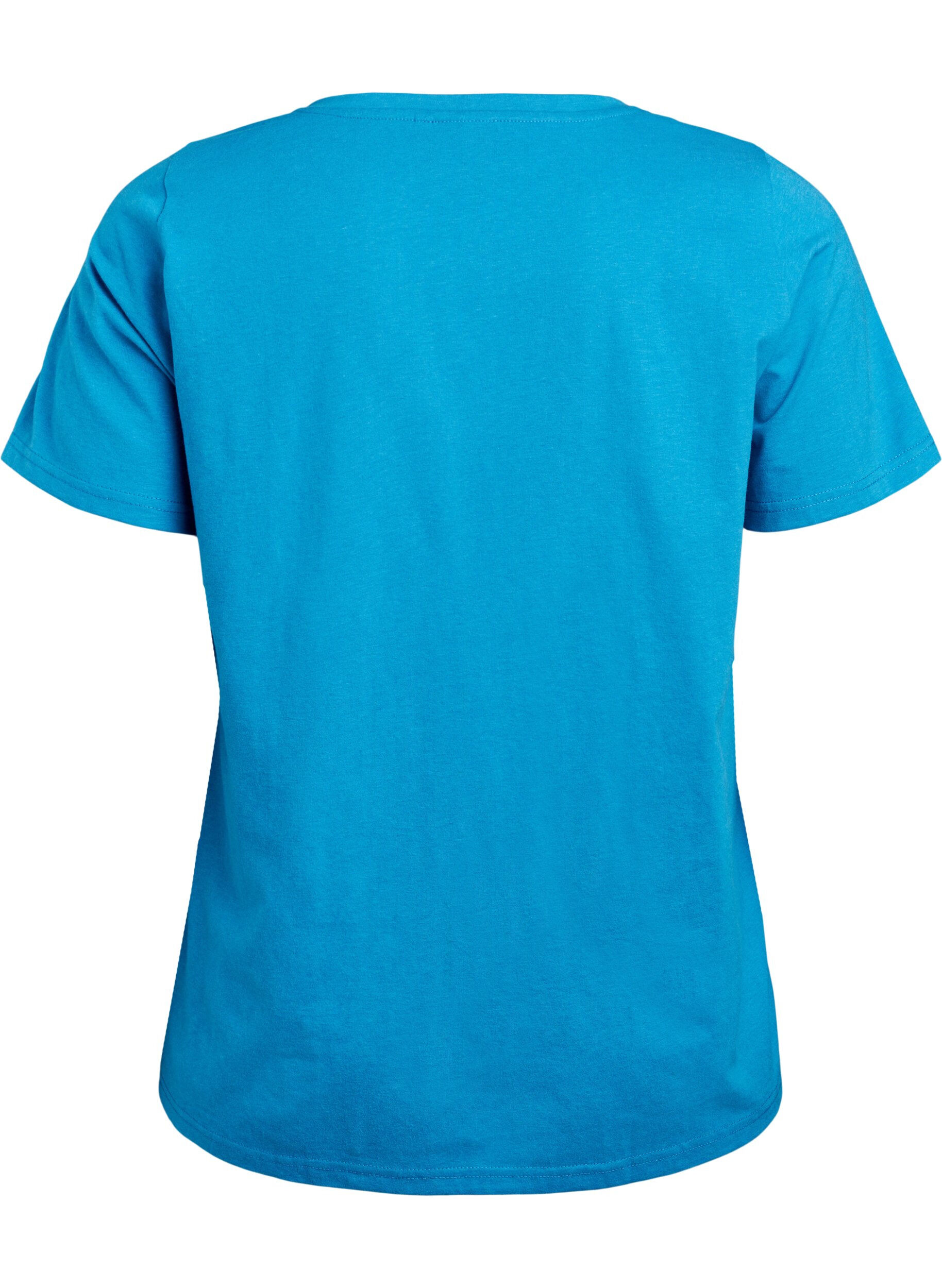 Zizzi T-Shirt mit V-Ausschnitt, Blau, Packshot image number 1