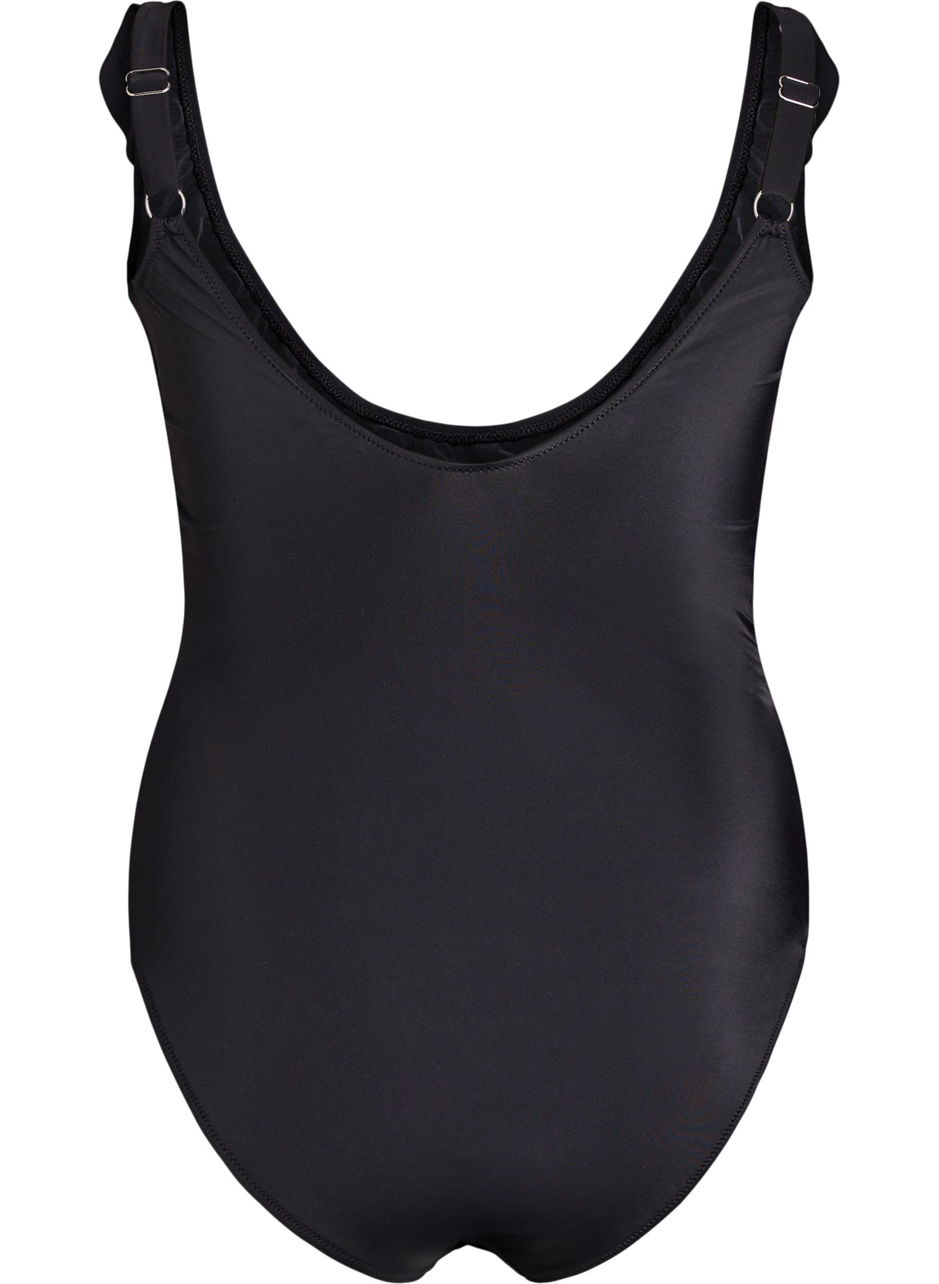 Zizzi Badeanzug mit Volants und herausnehmbaren Eins&auml;tzen, Schwarz, Packshot image number 1