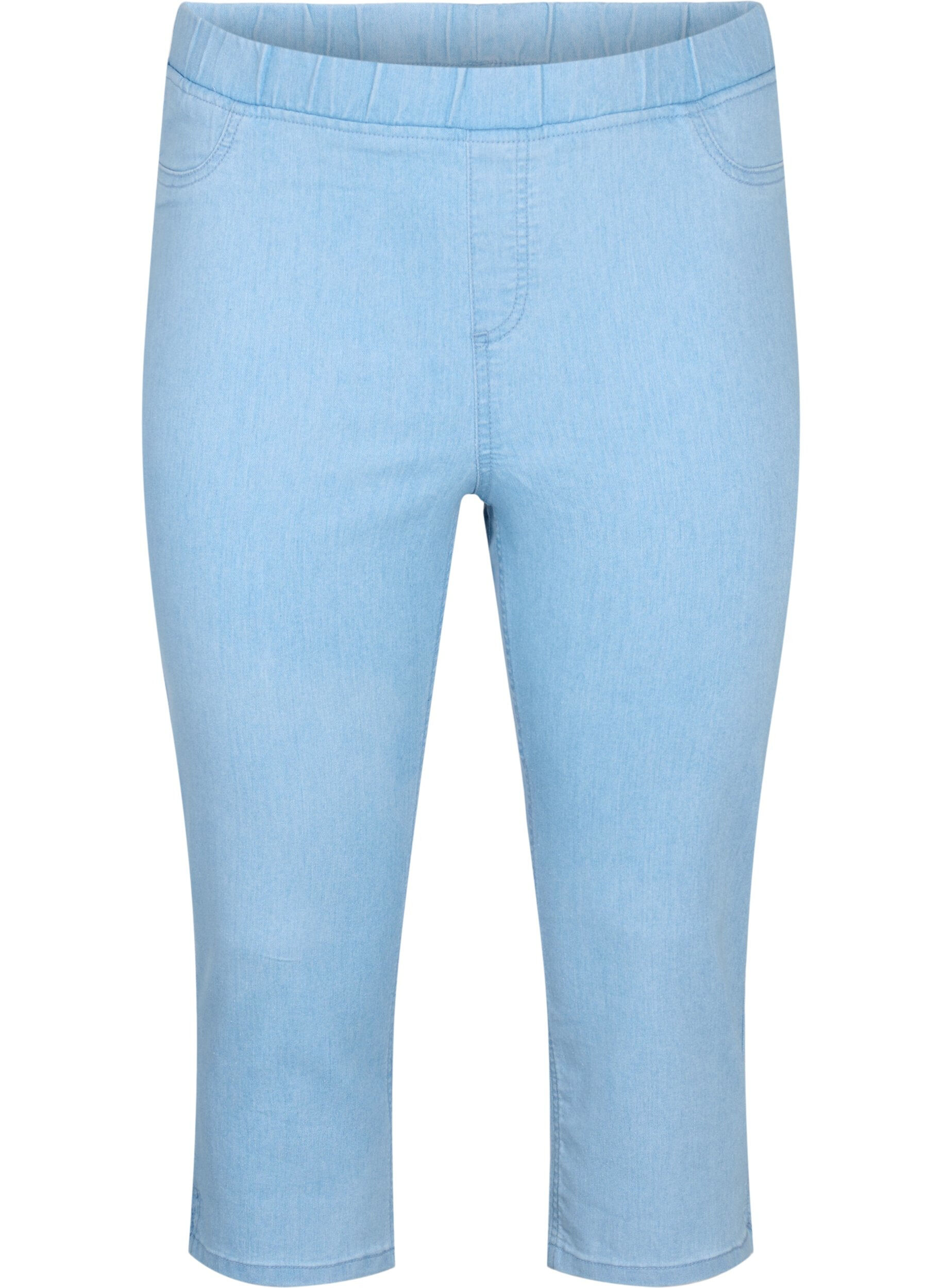 Zizzi Caprihose in Baumwollmischung, Light blue denim, Packshot image number 0