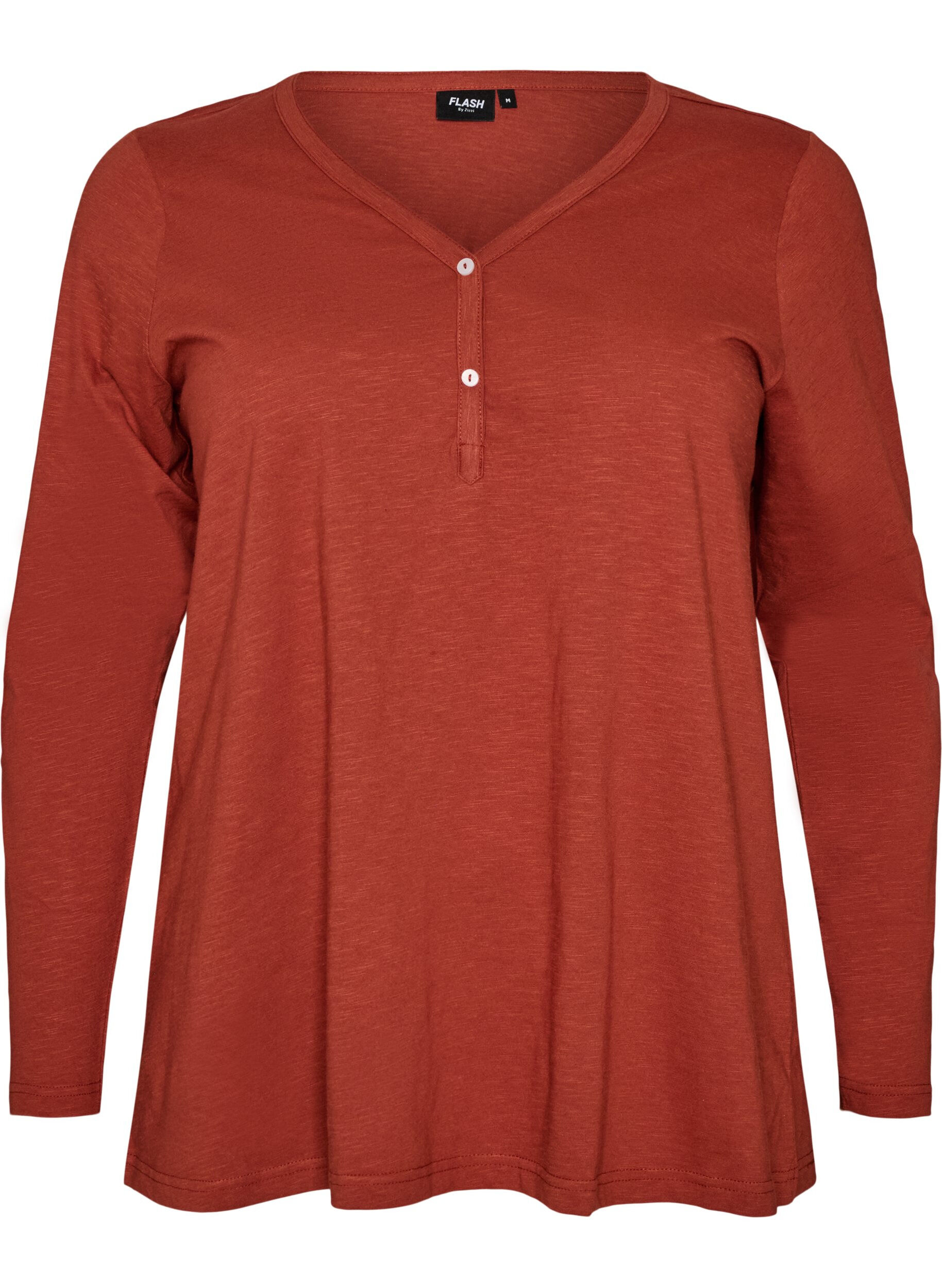 FLASH - Langarmshirt mit V-Ausschnitt und Kn&ouml;pfen