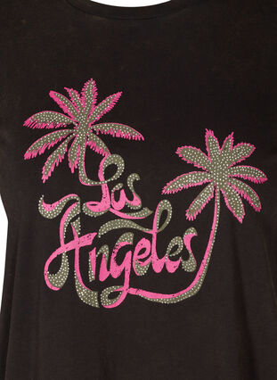 Kurzarm T-Shirt aus Baumwolle, Black LOS ANGELES, Packshot image number 2
