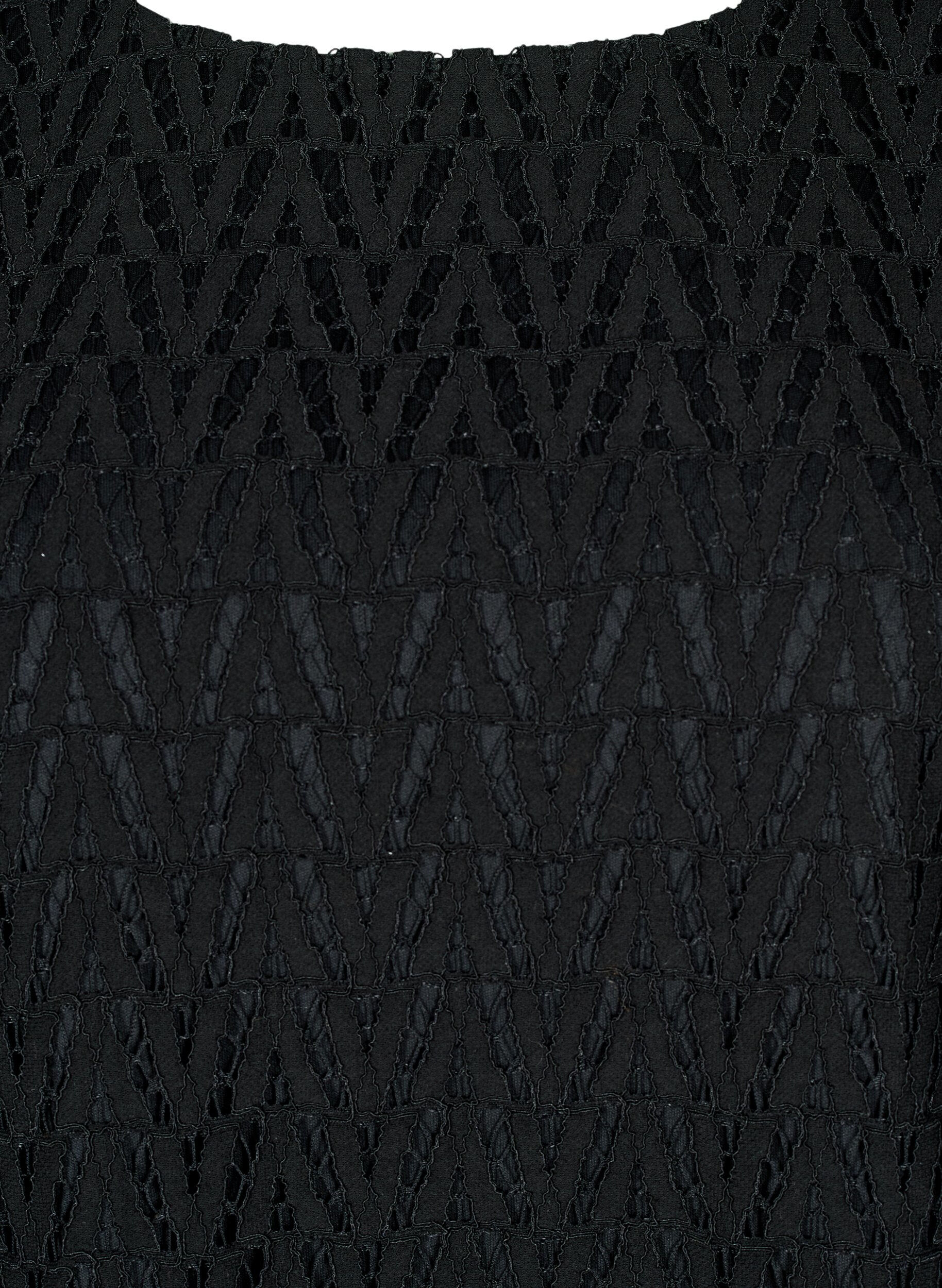 Zizzi Bluse mit Spitzensaum und ger&uuml;schten &Auml;rmeln, Black, Packshot image number 2