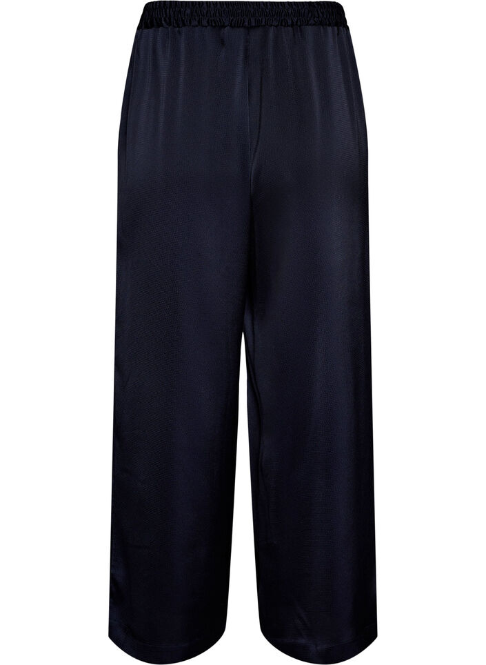 Hose in Satin-Optik mit weitem, geradem Bein, Blau, Packshot image number 1