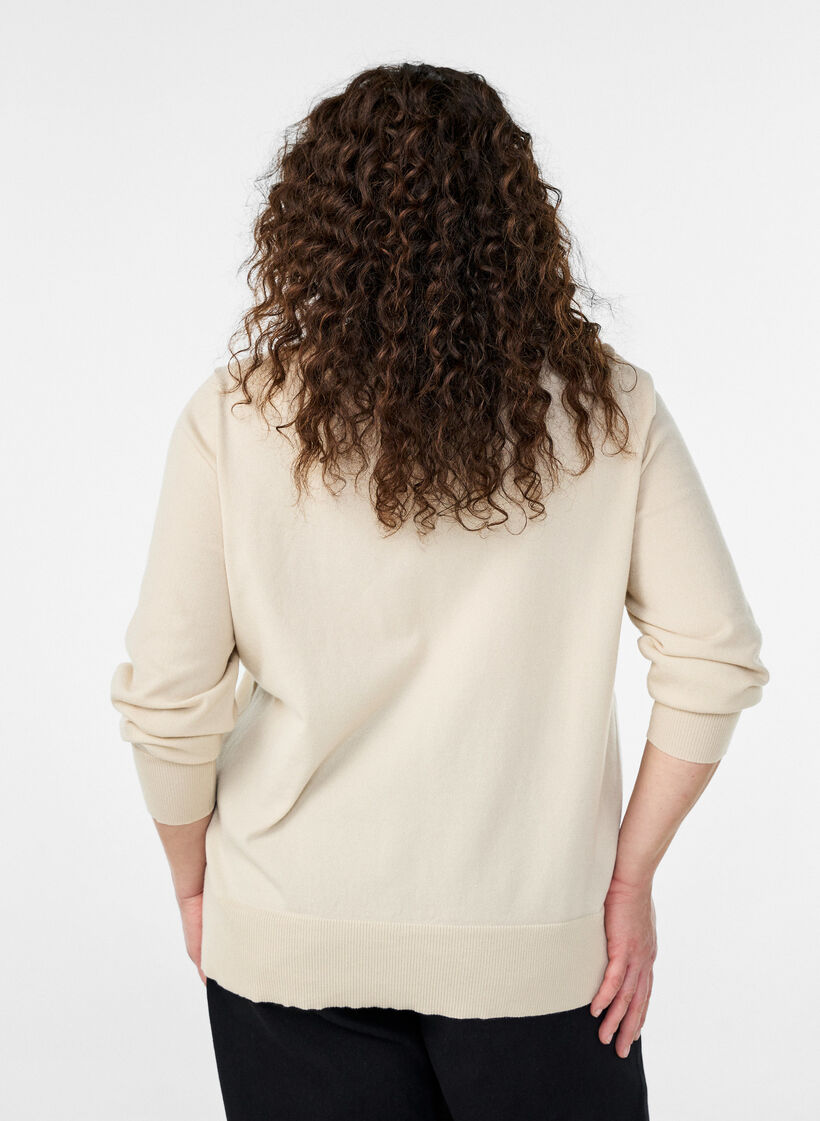 Feinstrick-Strickjacke mit Rundhalsausschnitt, Beige, Model image number 2