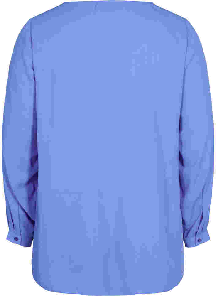 Unifarbenes Hemd mit V-Ausschnitt, Ultramarine, Packshot image number 1