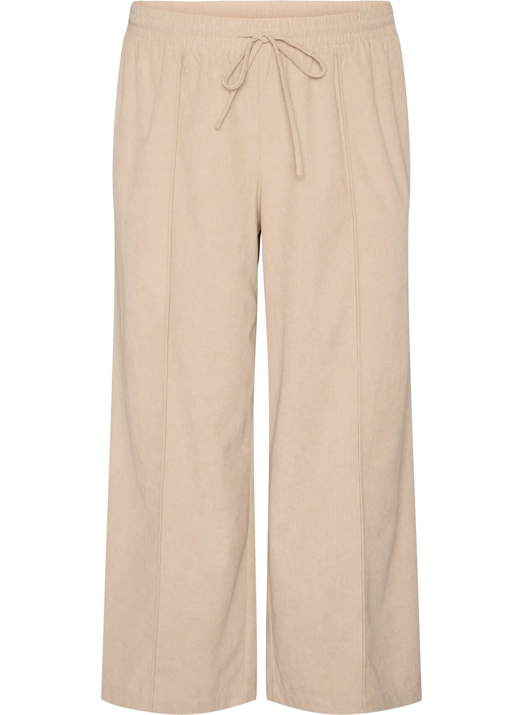 ZizziCordhose mit weitem Bein und hoher Taille, Beige, Packshot image number 0