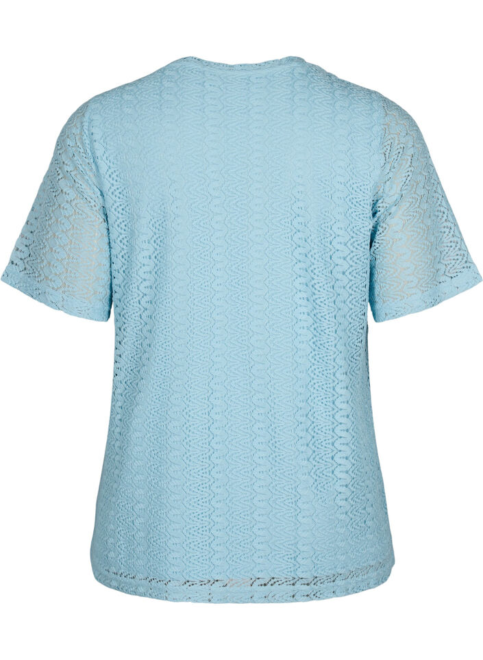 Kurzärmelige Bluse aus Spitze mit V-Ausschnitt, Angel Falls, Packshot image number 1