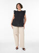 &Auml;rmellose Bluse mit Struktur und R&uuml;schen, Schwarz, Model image number 1