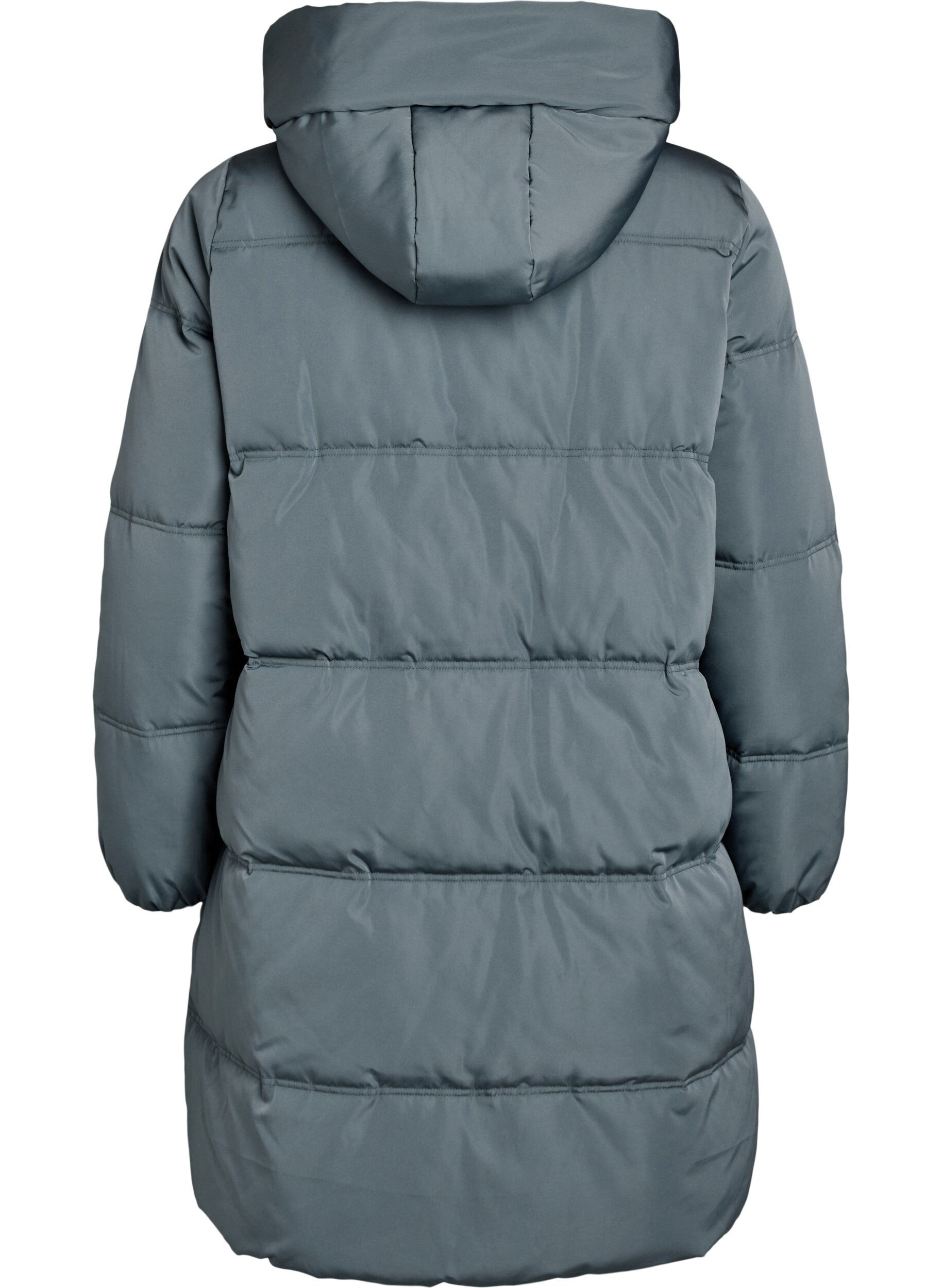 Zizzi Lange Steppjacke mit Kapuze, Blau, Packshot image number 1