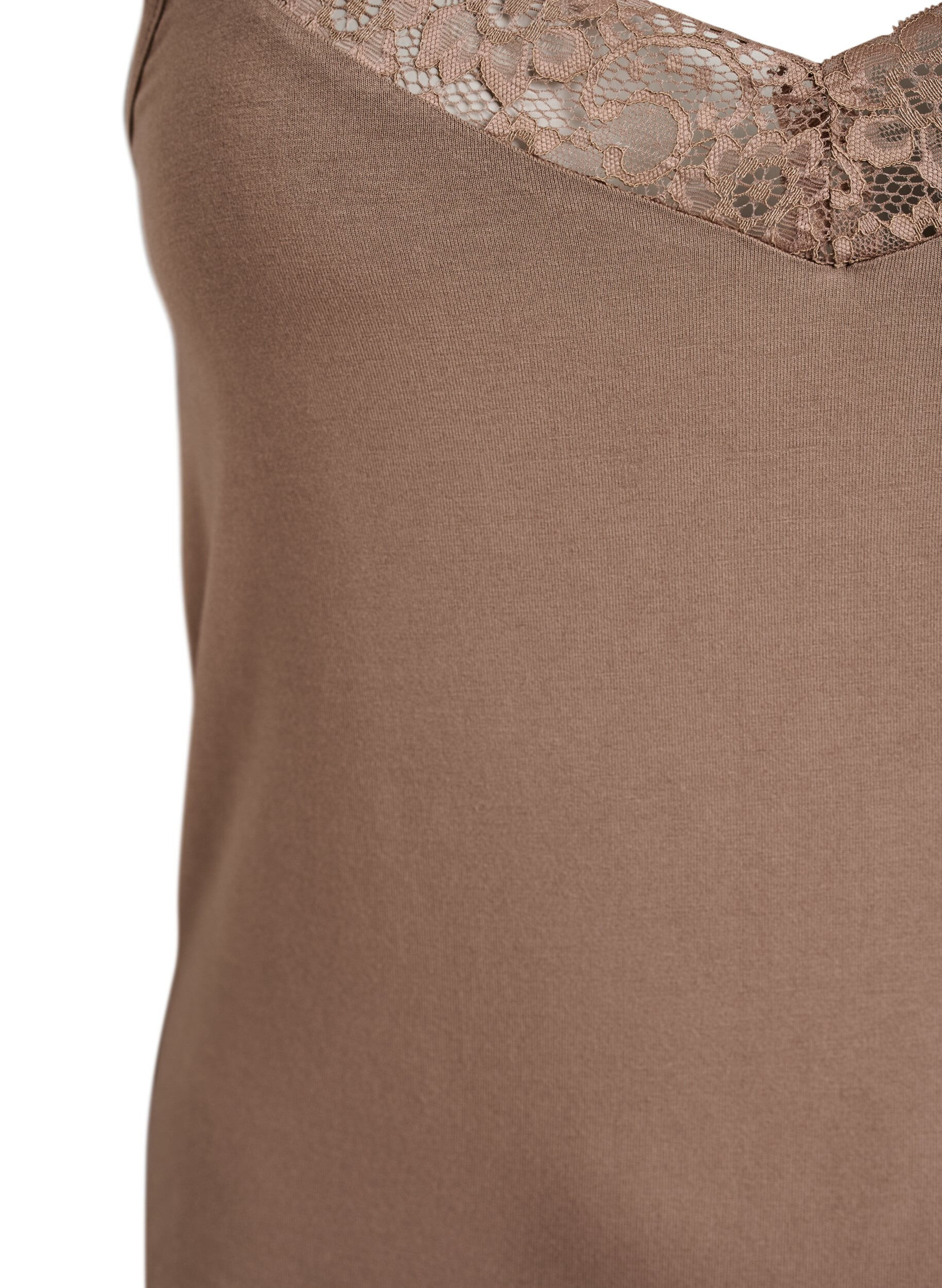 Zizzi Top aus Viskose mit Spitze, Beige, Packshot image number 2