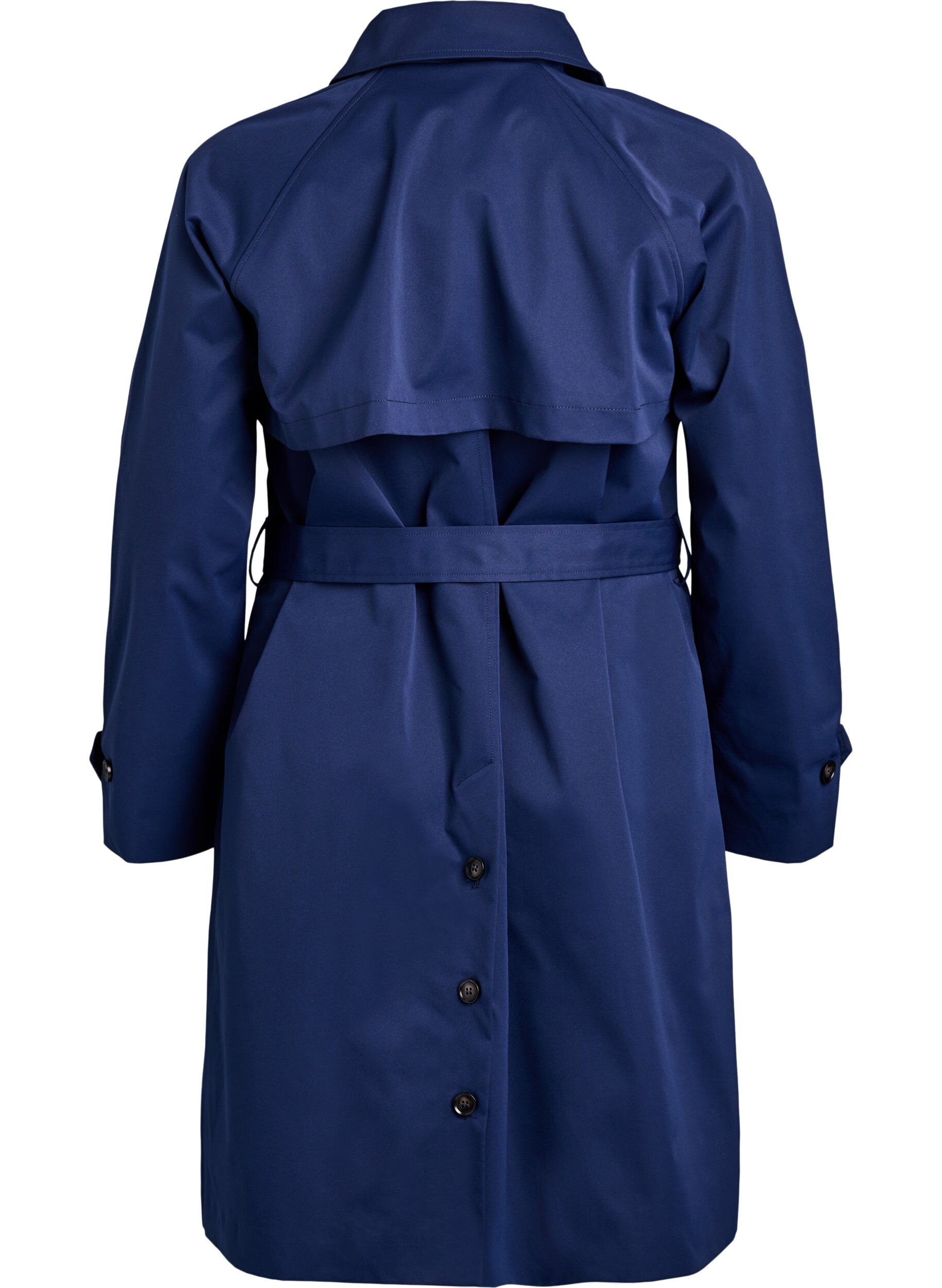 Zizzi Trenchcoat mit G&uuml;rtel und Schlitzen, Blau, Packshot image number 1