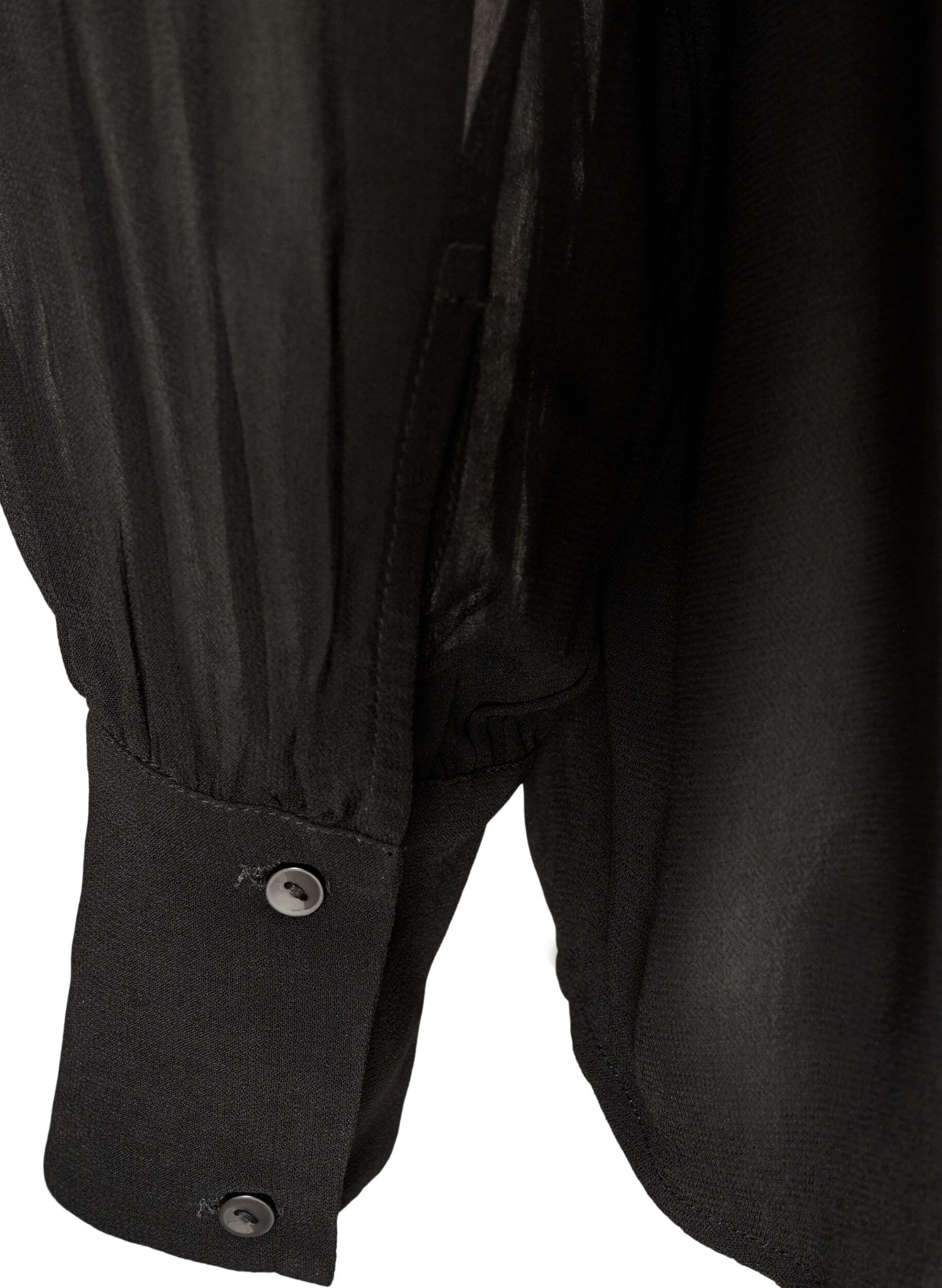 ZizziBluse aus Viskose mit R&uuml;schenkragen, Schwarz, Packshot image number 3