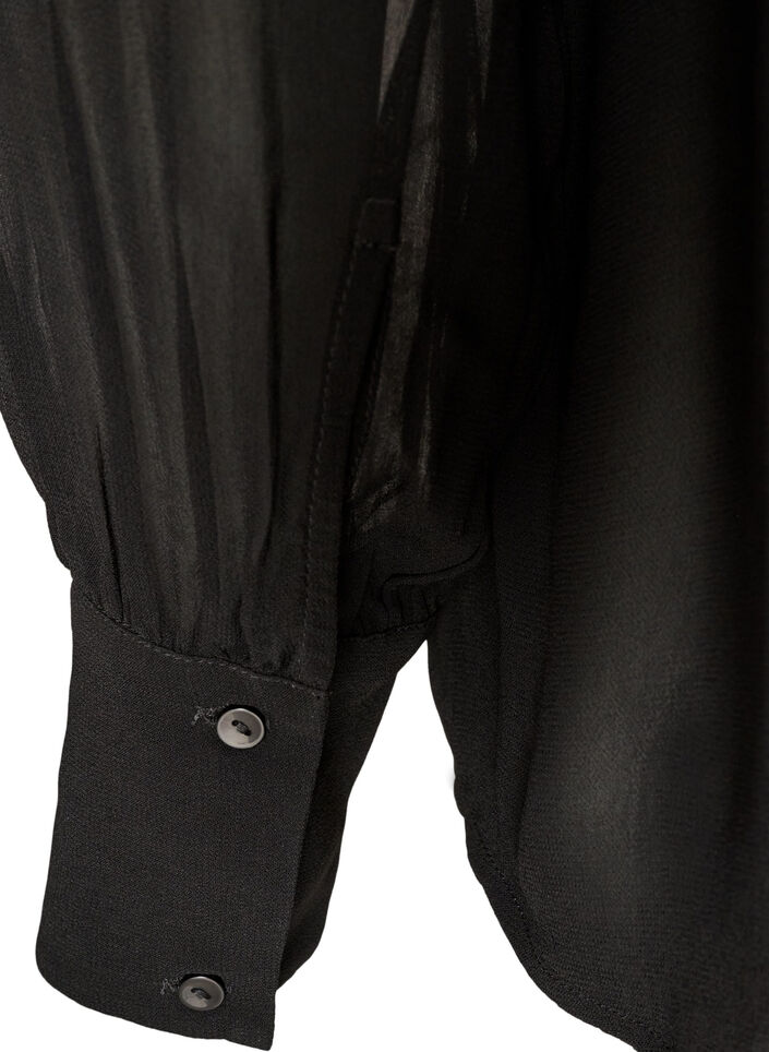Bluse aus Viskose mit R&uuml;schenkragen, Schwarz, Packshot image number 3