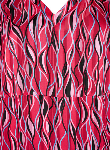 Langärmliges Midi-Kleid mit Druck, Fuchsia Pink AOP, Packshot image number 2