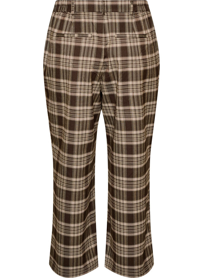 Karierte Hose mit weitem Bein, Braun, Packshot image number 1