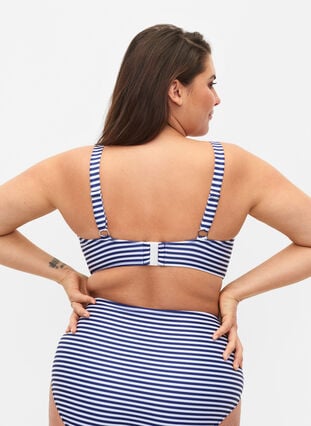 Bedruckter Bikini BH mit Bügel, Blue Striped, Model image number 1