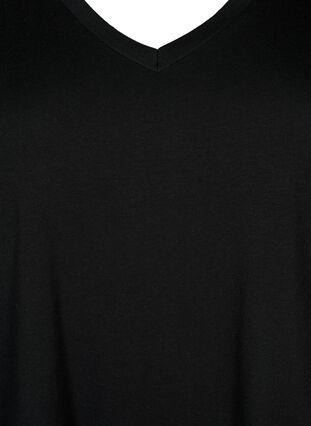 Einfarbiges Oversize T-Shirt mit V-Ausschnitt, Black, Packshot image number 2