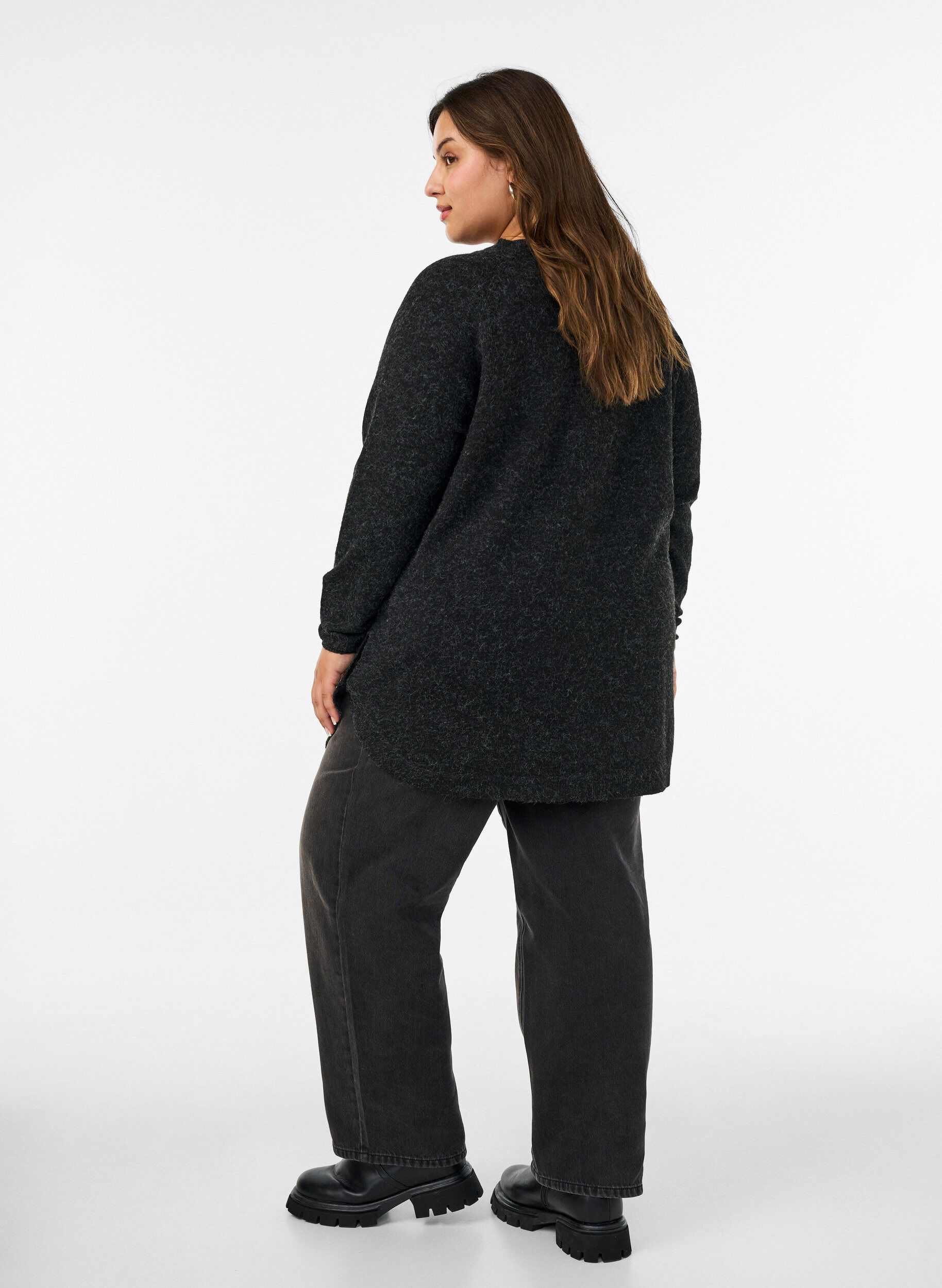 ZizziLange Strickbluse mit Kugelkn&ouml;pfen, Grau, Model image number 2