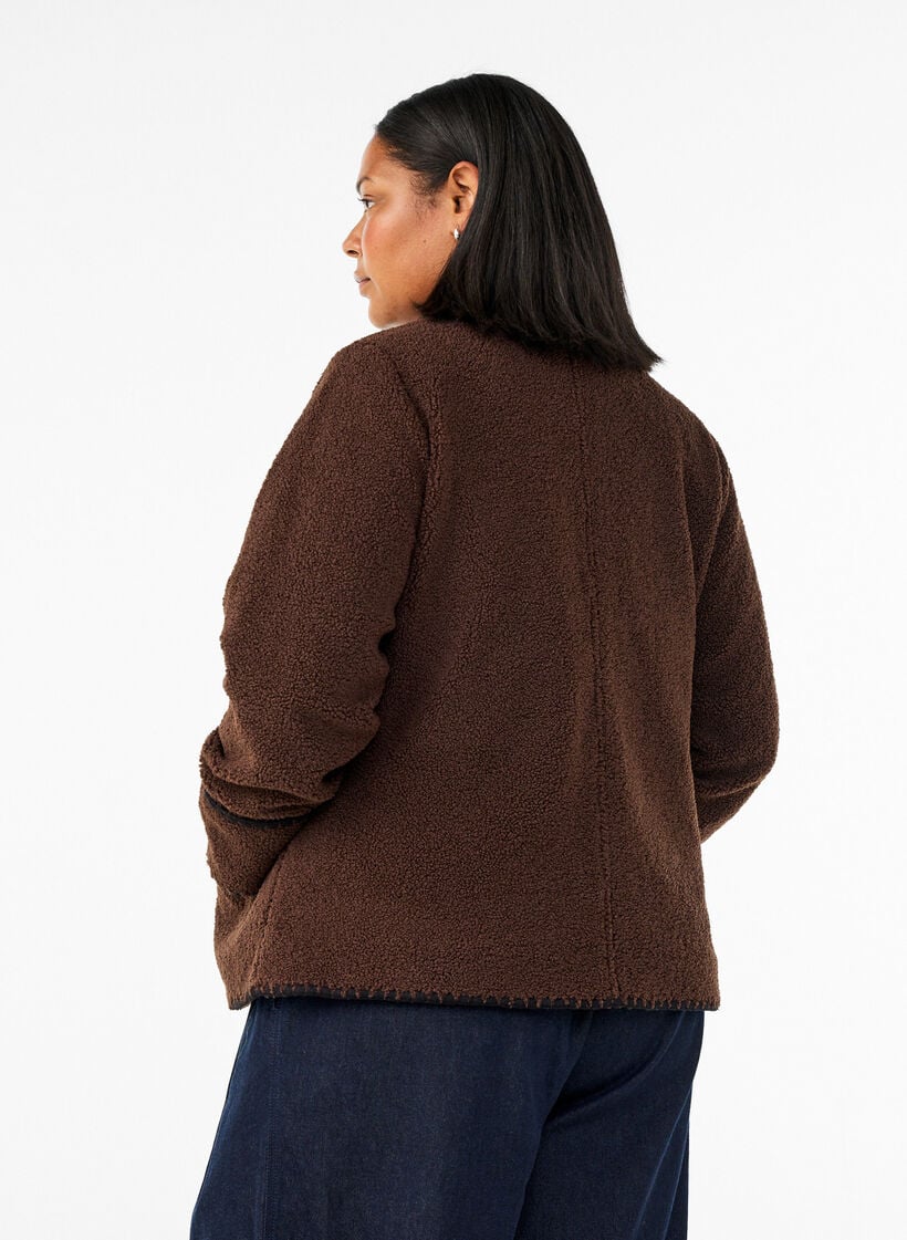 Teddyjacke mit Kontrastdetails, Braun, Model image number 2