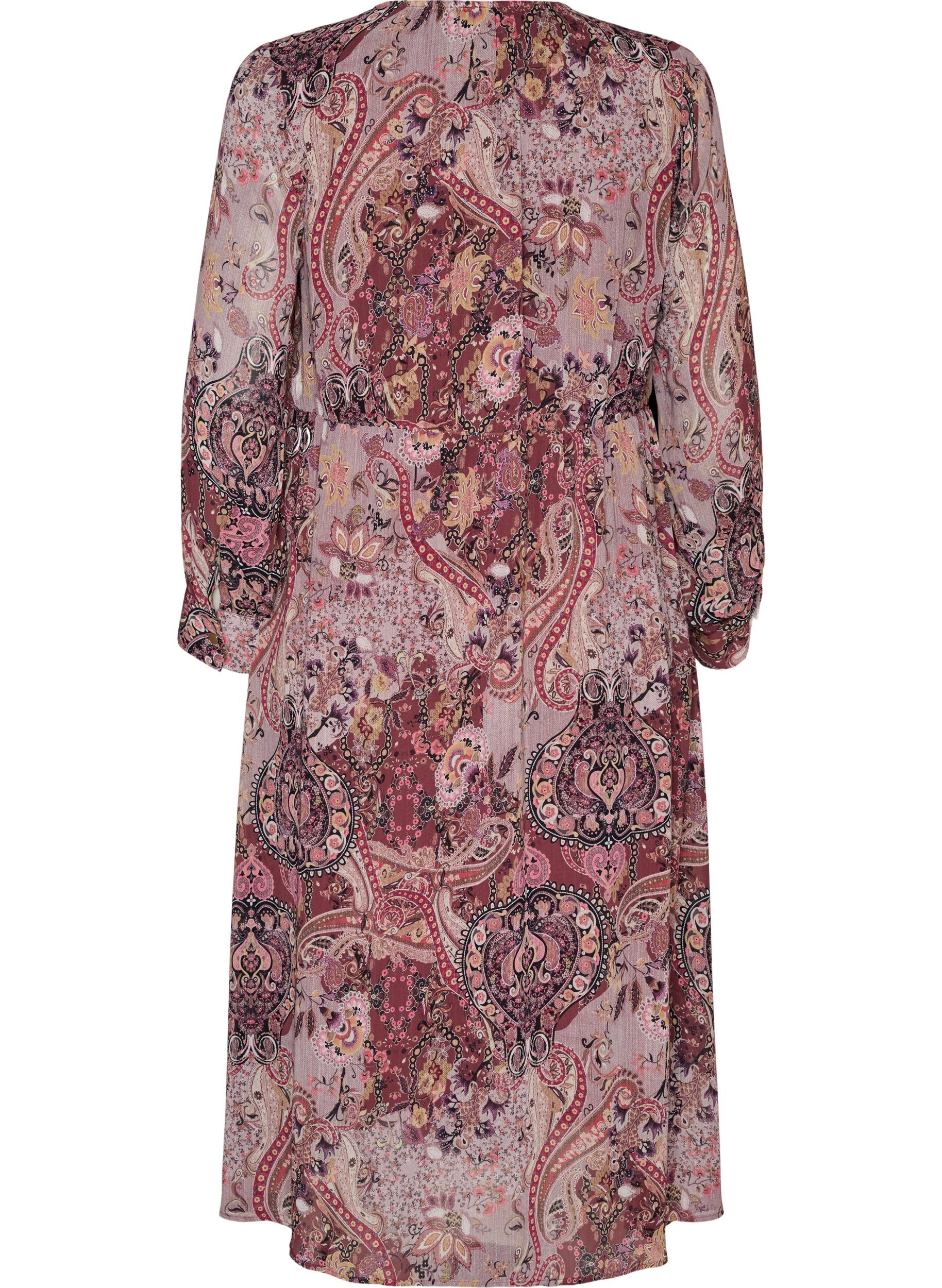 ZizziMidikleid mit Paisley-Muster und elastischem Bund, Lila, Packshot image number 1