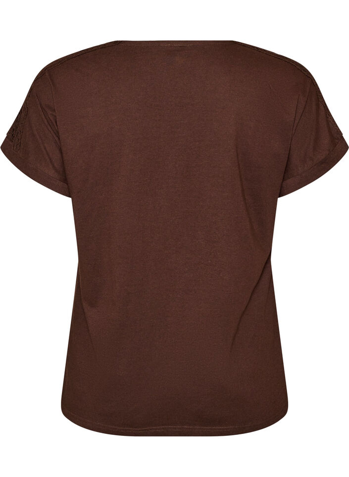 T-Shirt aus Baumwolle mit H&auml;keldetail, Braun, Packshot image number 1