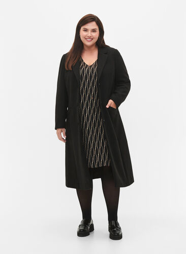 Mantel mit Knöpfen und Taschen, Black, Model image number 0
