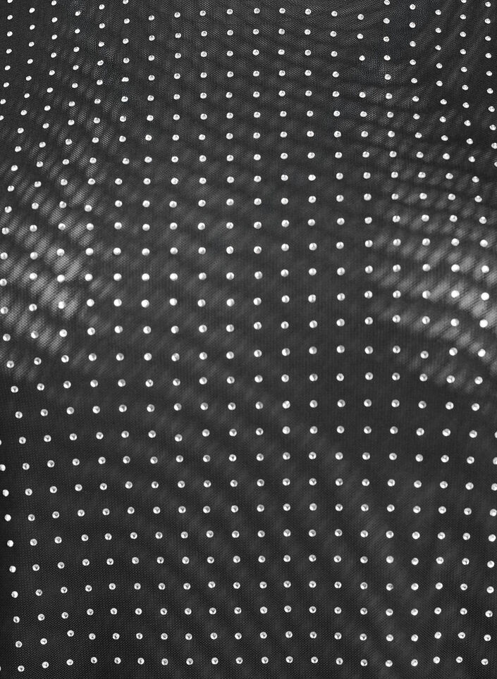 Meshbluse mit Strasssteinen und langen &Auml;rmeln, Schwarz, Packshot image number 2